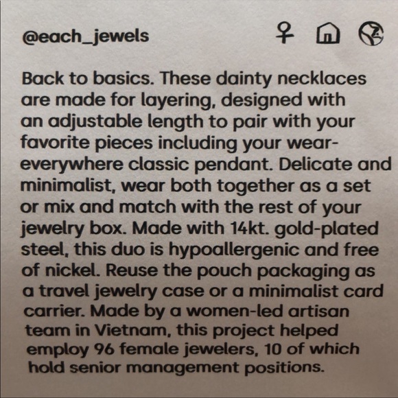 EACH JEWELS set of 2 14k gold plated layering necklaces - Picture 4 of 4